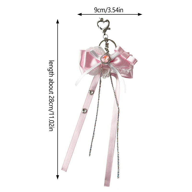 Satin&lace bow ribbon charm