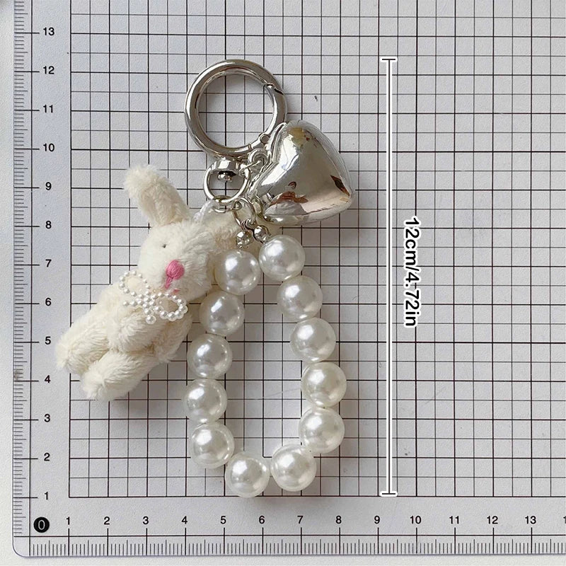 Bunny, pearl & heart charm