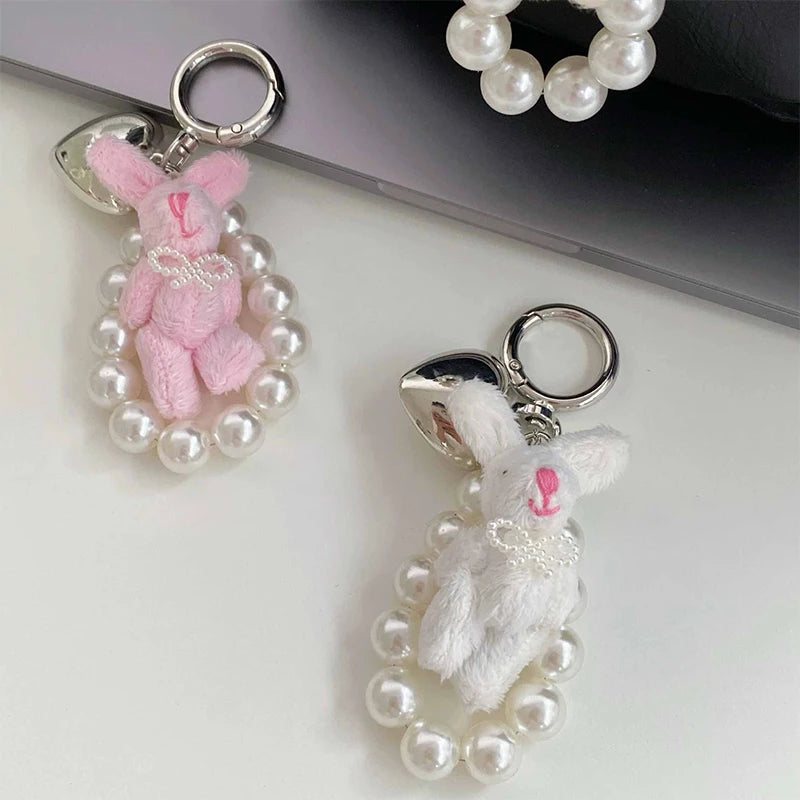 Bunny, pearl & heart charm