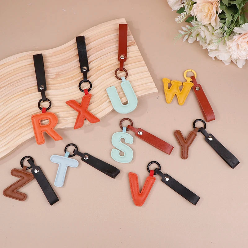 Leather letter charm