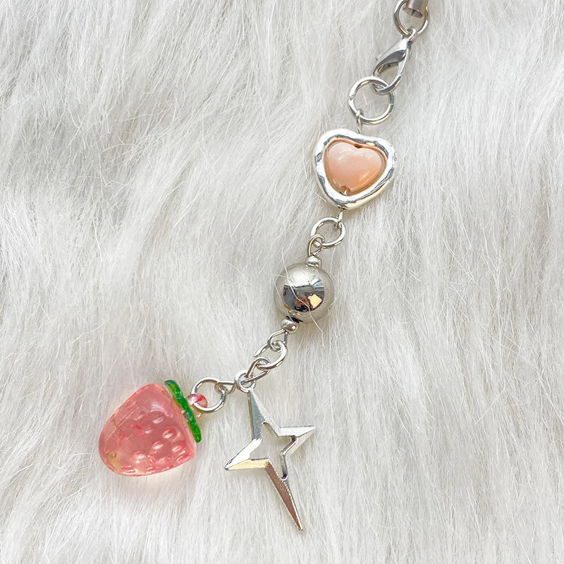 Strawberry heart star charm