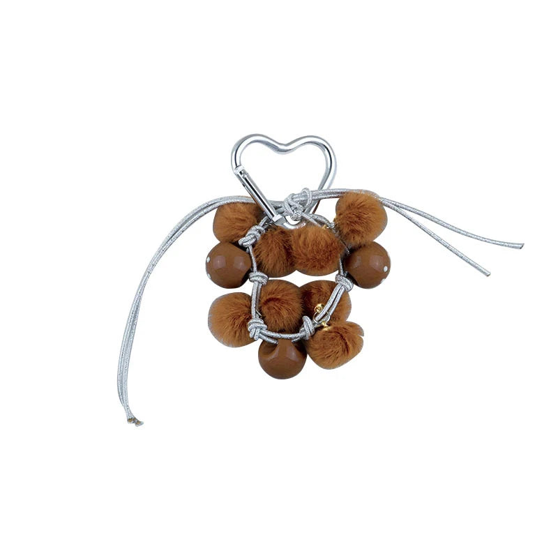 Plush & wood beaded charm