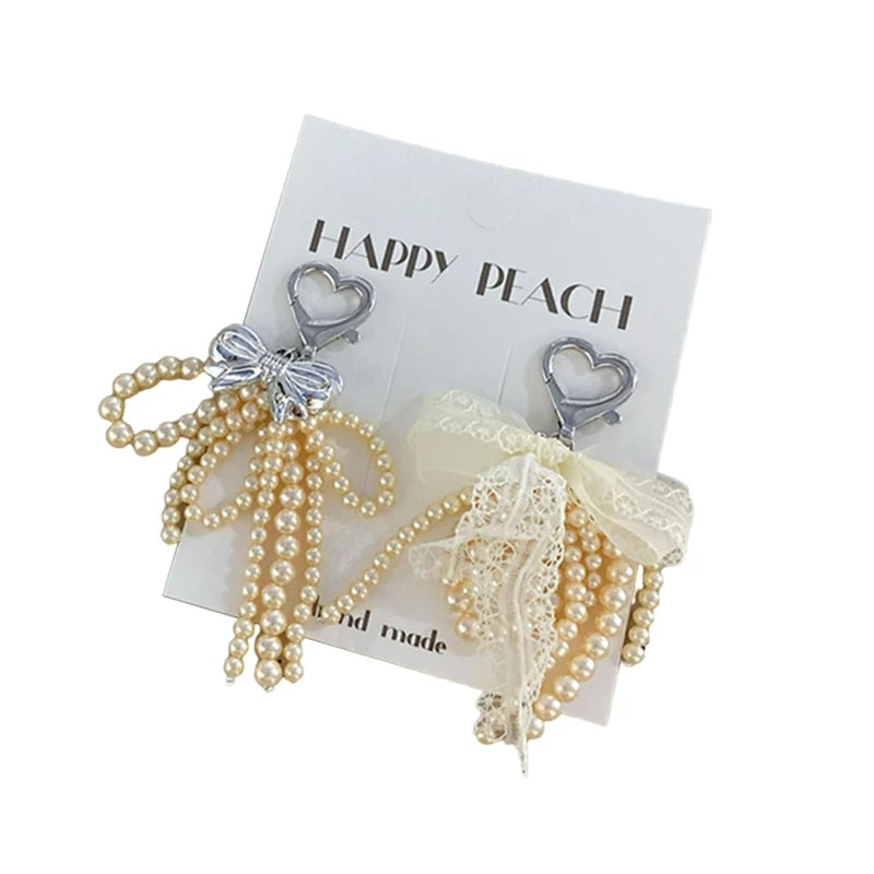 Pearl bowknot & french lace charm