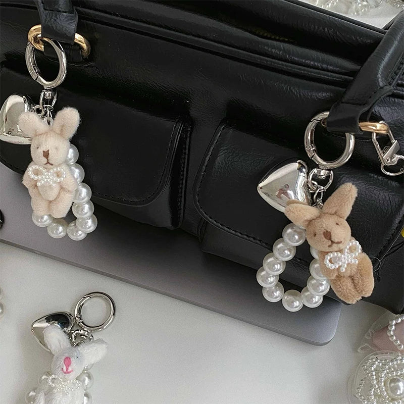 Bunny, pearl & heart charm