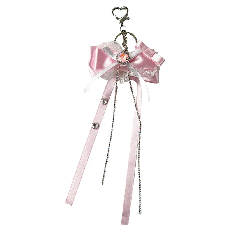 Satin&lace bow ribbon charm