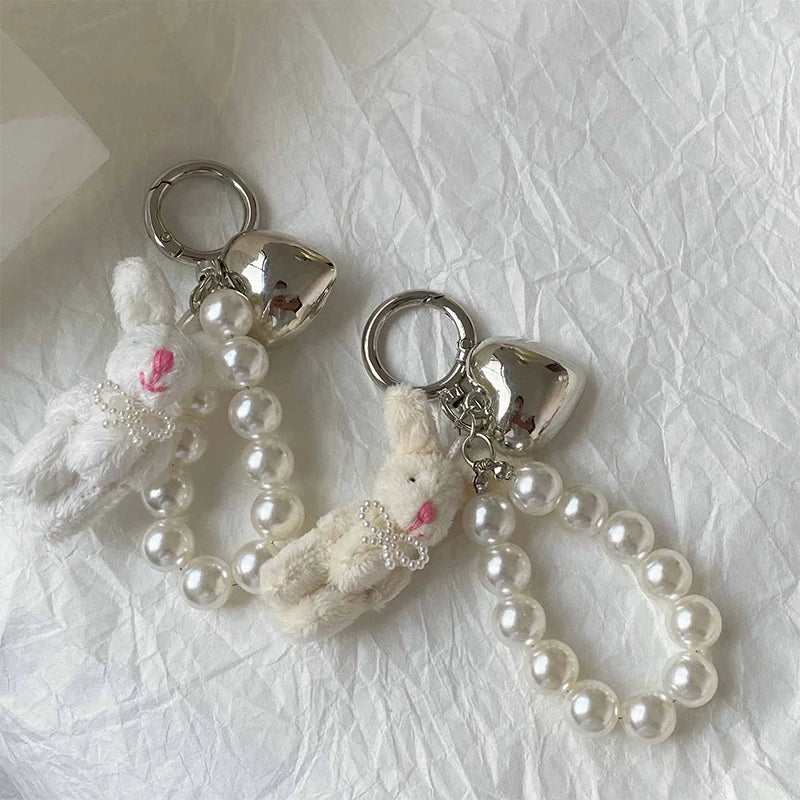 Bunny, pearl & heart charm