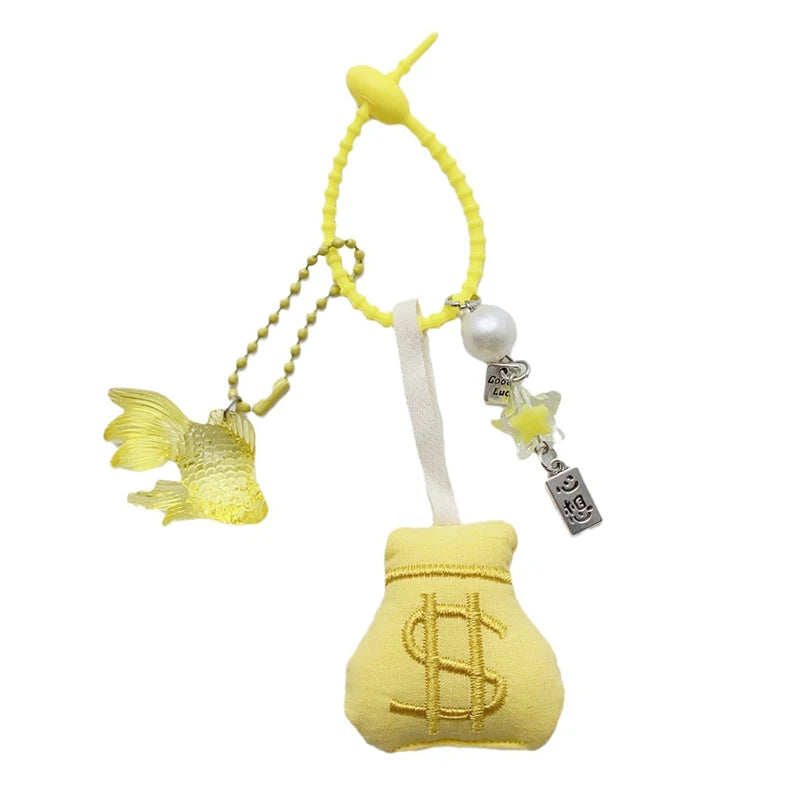 Money bag with goldfish/chain charm