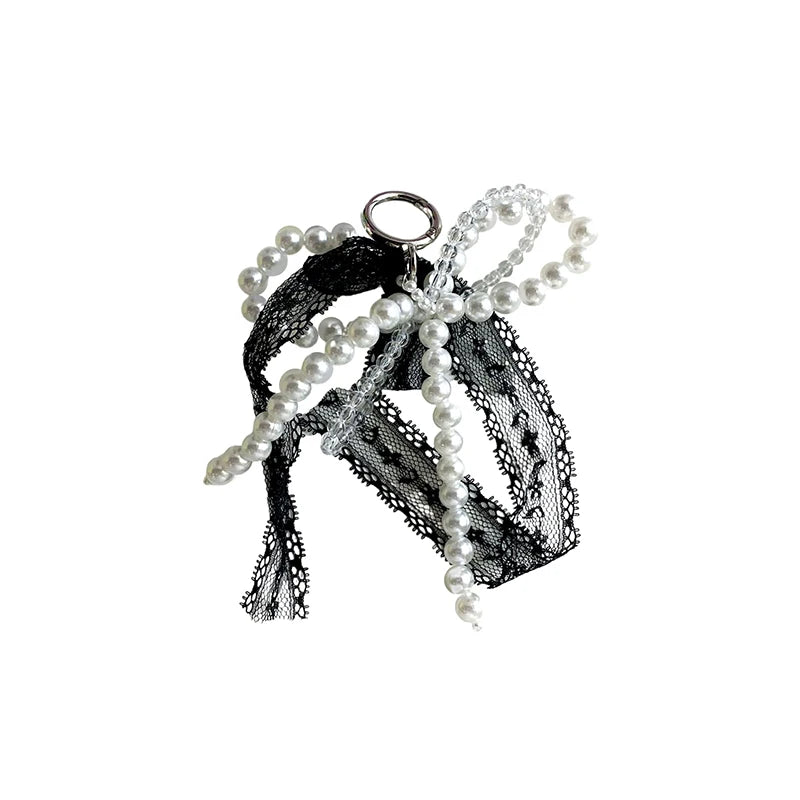 Pearl & lace bow charm